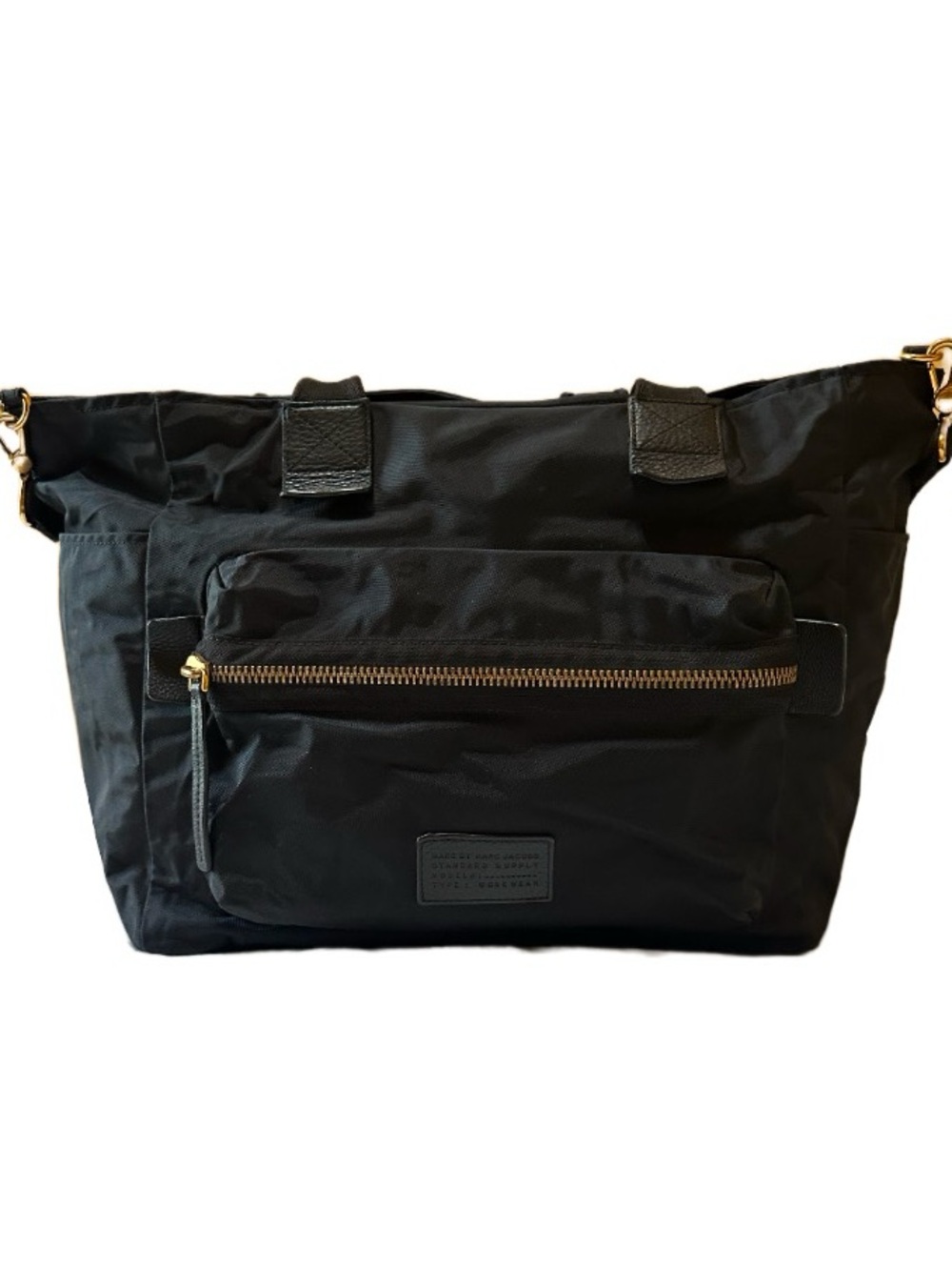 Marc Jacobs black biker nylon dual strap adjustable diaper bag